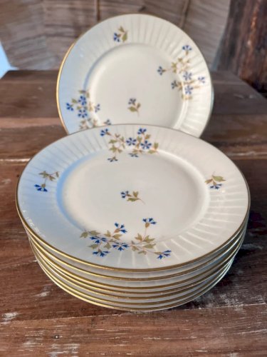 8 assiettes à dessert en porcelaine décor au barbeau