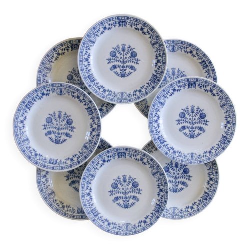 8 assiettes à dessert en porcelaine signées Kahla Germany cobalt