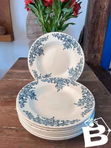 8 assiettes creuses Choisy le Roi Hyppolyte Boulenger modèle Louis XV