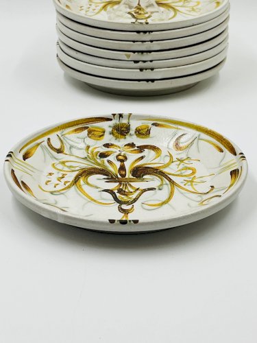 8 Assiettes Dessert Keraluc Quimper Renaissance 1960
