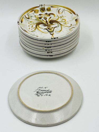8 Assiettes Dessert Keraluc Quimper Renaissance 1960