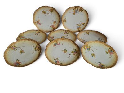 8 porcelain plates from Limoges, Martial Redon / Art Nouveau