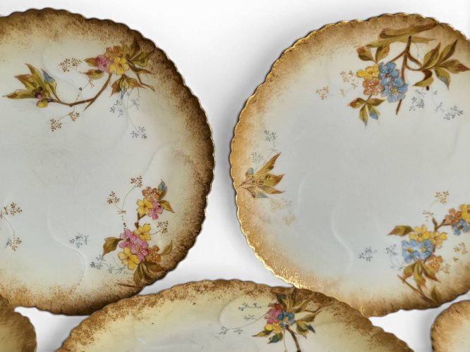 8 assiettes en porcelaine de Limoges, Martial Redon / Art Nouveau