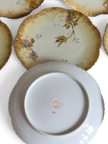 8 assiettes en porcelaine de Limoges, Martial Redon / Art Nouveau