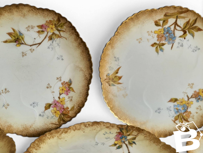 8 assiettes en porcelaine de Limoges, Martial Redon / Art Nouveau