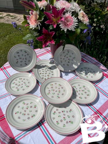 8 assiettes plates et 1 plat KG Lunéville