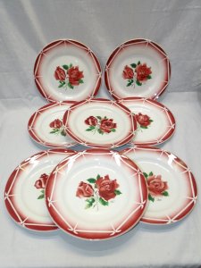 - 8 BEAUTIFUL DINNER PLATES CERAMIC DIGOIN SARREGUEMINES model CIBON D