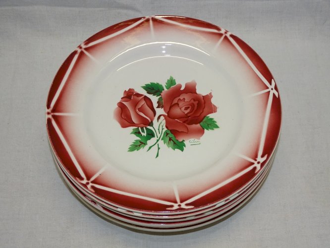 -8 BELLES ASSIETTES de TABLE CERAMIQUE DIGOIN SARREGUEMINES modèle CIBON     D