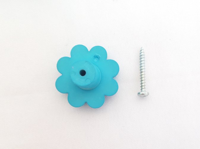 8 boutons de meuble vintage fleur bleue - vert anis