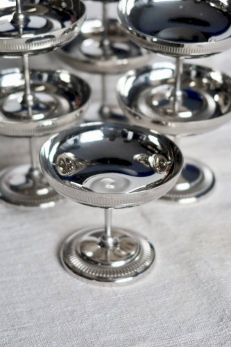 8 coupelles à glace / champagne vintage - Métal argenté