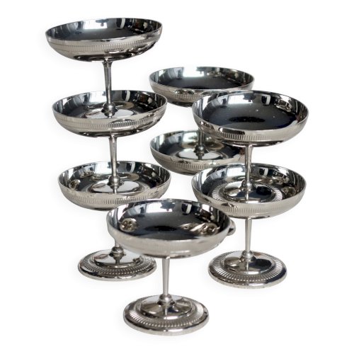 8 coupelles à glace / champagne vintage - Métal argenté