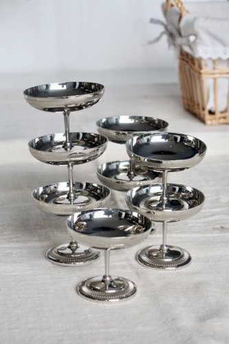 8 coupelles à glace / champagne vintage - Métal argenté