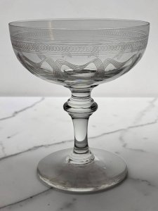 8 fine crystal champagne glasses from the late 19th to early 20th century