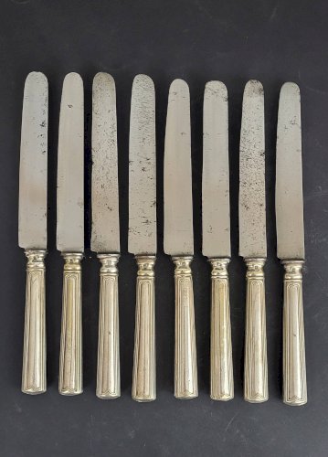 8 couteaux en métal argenté Christofle, XIXème