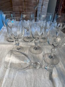 8 large antique stemmed glasses