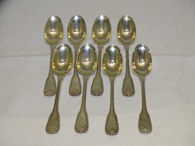-8 PETITES CUILLERES A MOKA ou CAFE ARGENT COQUILLE Poinçon MINERVE 1 + ORFEVRE