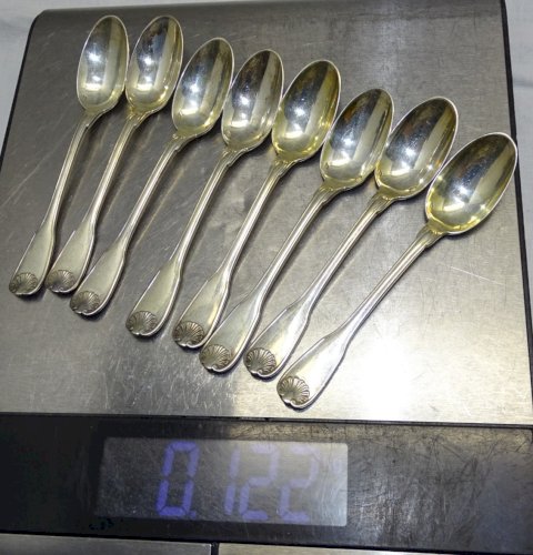 -8 PETITES CUILLERES A MOKA ou CAFE ARGENT COQUILLE Poinçon MINERVE 1 + ORFEVRE