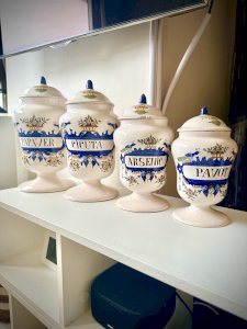 8 ceramic apothecary jars
