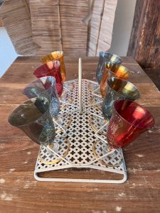 8 verres et support années 50