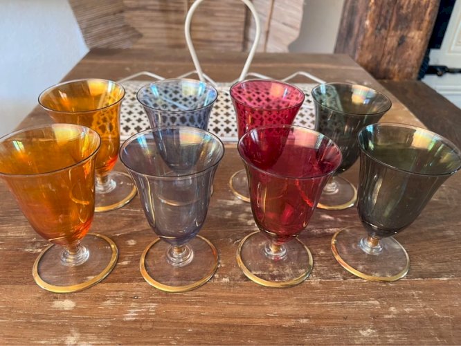 8 verres et support années 50