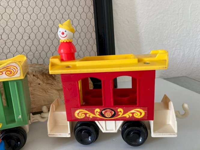 824 ⚜️ Ancien Train Véhicule Wagon Fisher Price Vintage Réf: 991