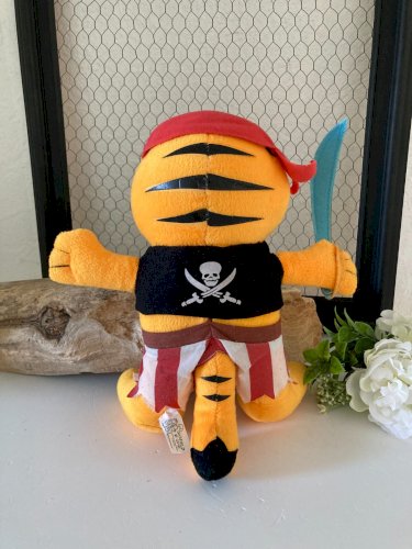 824⚜️ Ancienne Peluche Doudou Le Chat Garfield en Pirate Hauteur 27 Cm
