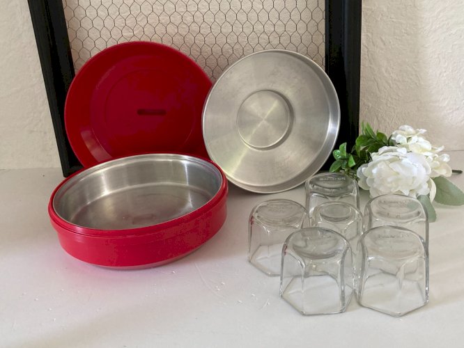 824⚜️ Ancienne Yaourtière Yalacta Pots en Verre Pyrex, Aluminium Vintage