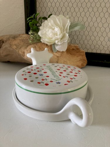 824⚜️ Plat Cloche à Fromage Camembert Kitchenette en Porcelaine Française