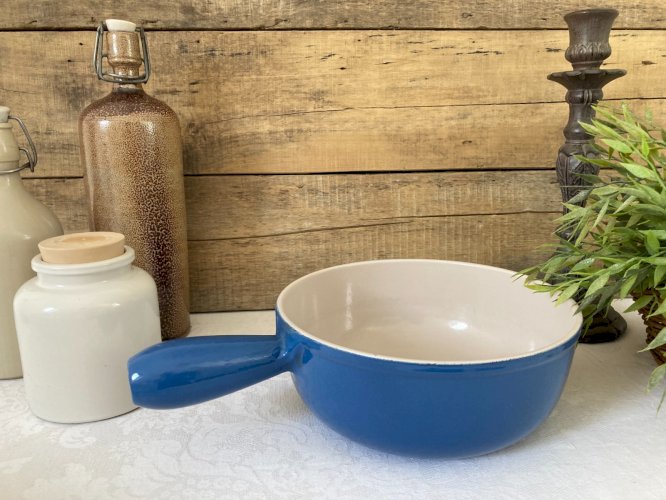 825⚜️ Ancien Caquelon Poêlon Casserole Bleu Le Creuset 22 Made In France Vintage