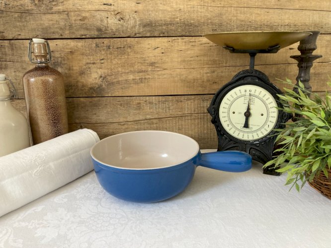 825⚜️ Ancien Caquelon Poêlon Casserole Bleu Le Creuset 22 Made In France Vintage