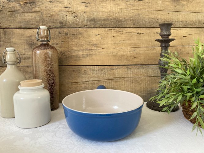 825⚜️ Ancien Caquelon Poêlon Casserole Bleu Le Creuset 22 Made In France Vintage