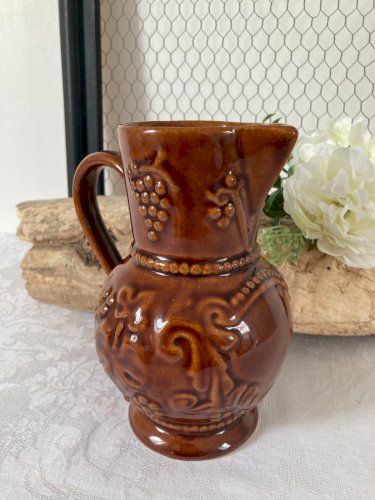 825⚜️ Ancien Pichet de Vigne à Vin Bistrot Carafe 1/2 en Céramique Hauteur 17 Cm