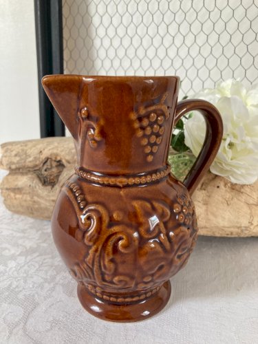 825⚜️ Ancien Pichet de Vigne à Vin Bistrot Carafe 1/2 en Céramique Hauteur 17 Cm