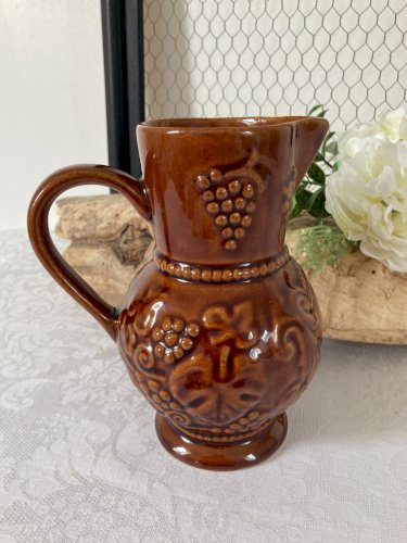 825⚜️ Ancien Pichet de Vigne à Vin Bistrot Carafe 1/2 en Céramique Hauteur 17 Cm
