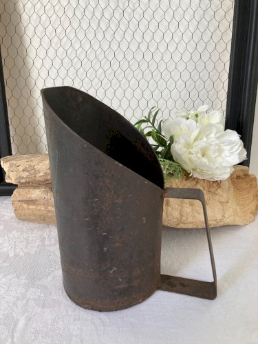 825⚜️ Ancienne Pelle à Granulés Charbon en Métal Hauteur 20 Cm Vintage