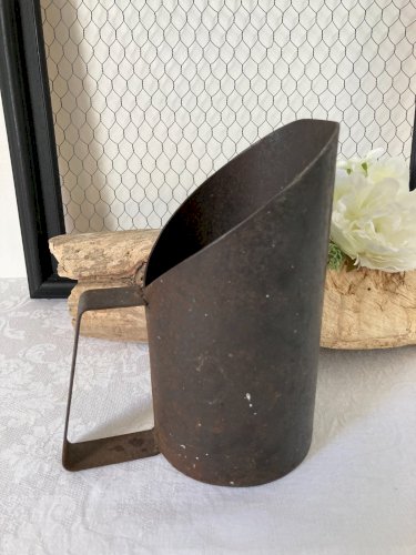 825⚜️ Ancienne Pelle à Granulés Charbon en Métal Hauteur 20 Cm Vintage
