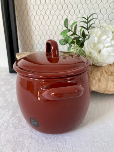 825⚜️ Ancienne Petite Cocotte en Tôle Émaillée Vintage Hauteur 11 Cm
