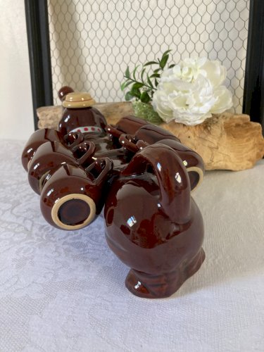 825⚜️ Bouteille Service à Liqueur en Forme de Chien Teckel Céramique 6 Verres