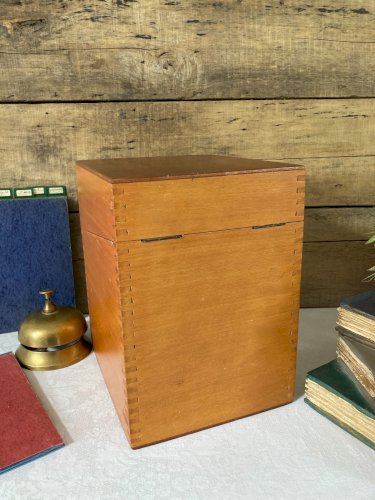 825⚜️ Déco Bureau Ancienne Boite de Rangement Avec Fiches Vintage en Bois