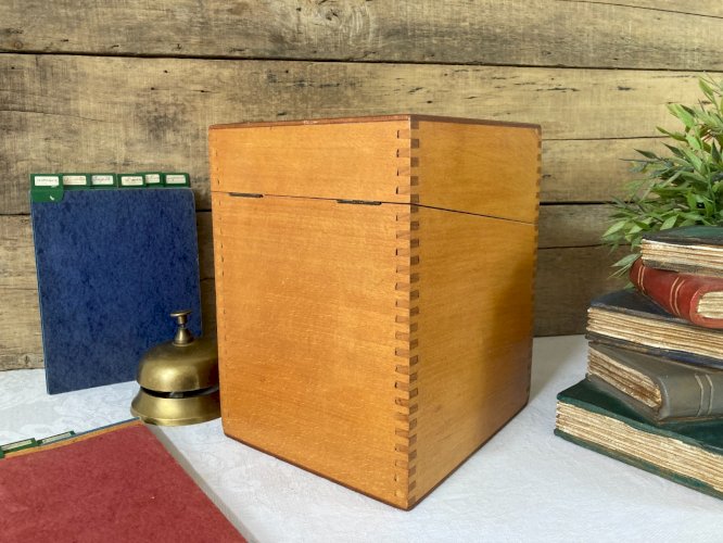 825⚜️ Déco Bureau Ancienne Boite de Rangement Avec Fiches Vintage en Bois