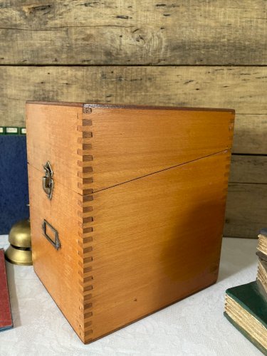 825⚜️ Déco Bureau Ancienne Boite de Rangement Avec Fiches Vintage en Bois