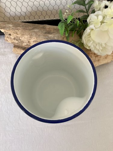 825⚜️ Décoration Ancien Broc Pot De Lavement en Tôle Émaillée Vintage