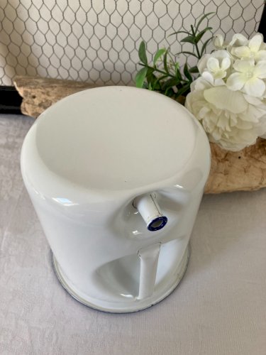825⚜️ Décoration Ancien Broc Pot De Lavement en Tôle Émaillée Vintage