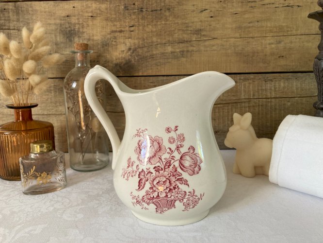 825⚜️ Décoration Ancien Pichet Broc Crown Devon en Porcelaine Vintage Haut 17 Cm