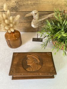 825⚜️ Vintage Breton Wooden Carved Decorative Box