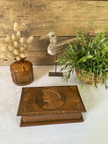 825⚜️ Décoration Ancienne Boite Bretonne en Bois Sculptés Vintage