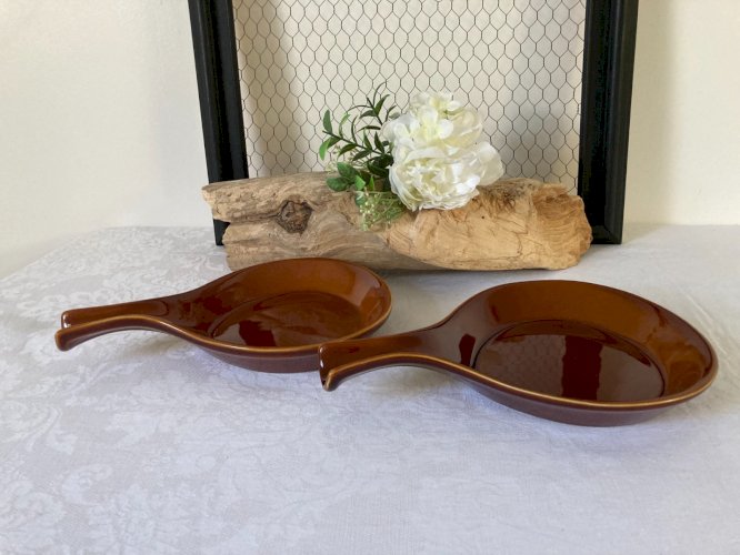 825⚜️ Deux Petits Plats Cassolettes en Céramique Longueur 26 Cm