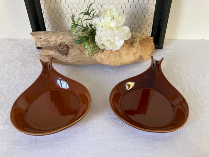 825⚜️ Deux Petits Plats Cassolettes en Céramique Longueur 26 Cm