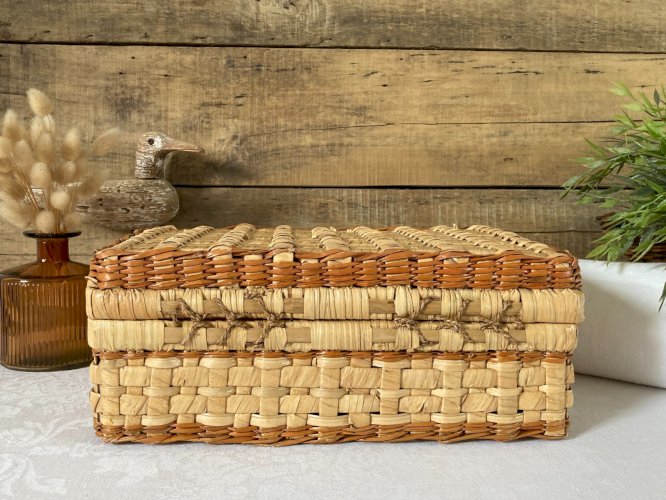 825⚜️ Petite Valise Valisette en Osier Tressé Longueur 30 Cm