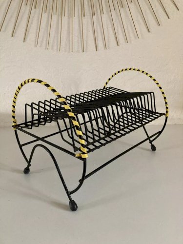 9 ⚜️ Ancien Présentoir Range Disque Vinyle Design Retro Vintage Longueur 30 Cm